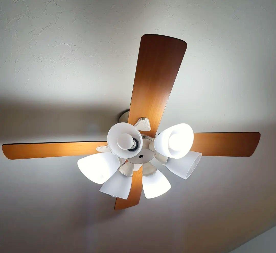 LOWYA シーリングファンライト 6灯 ホワイト/ナチュラル