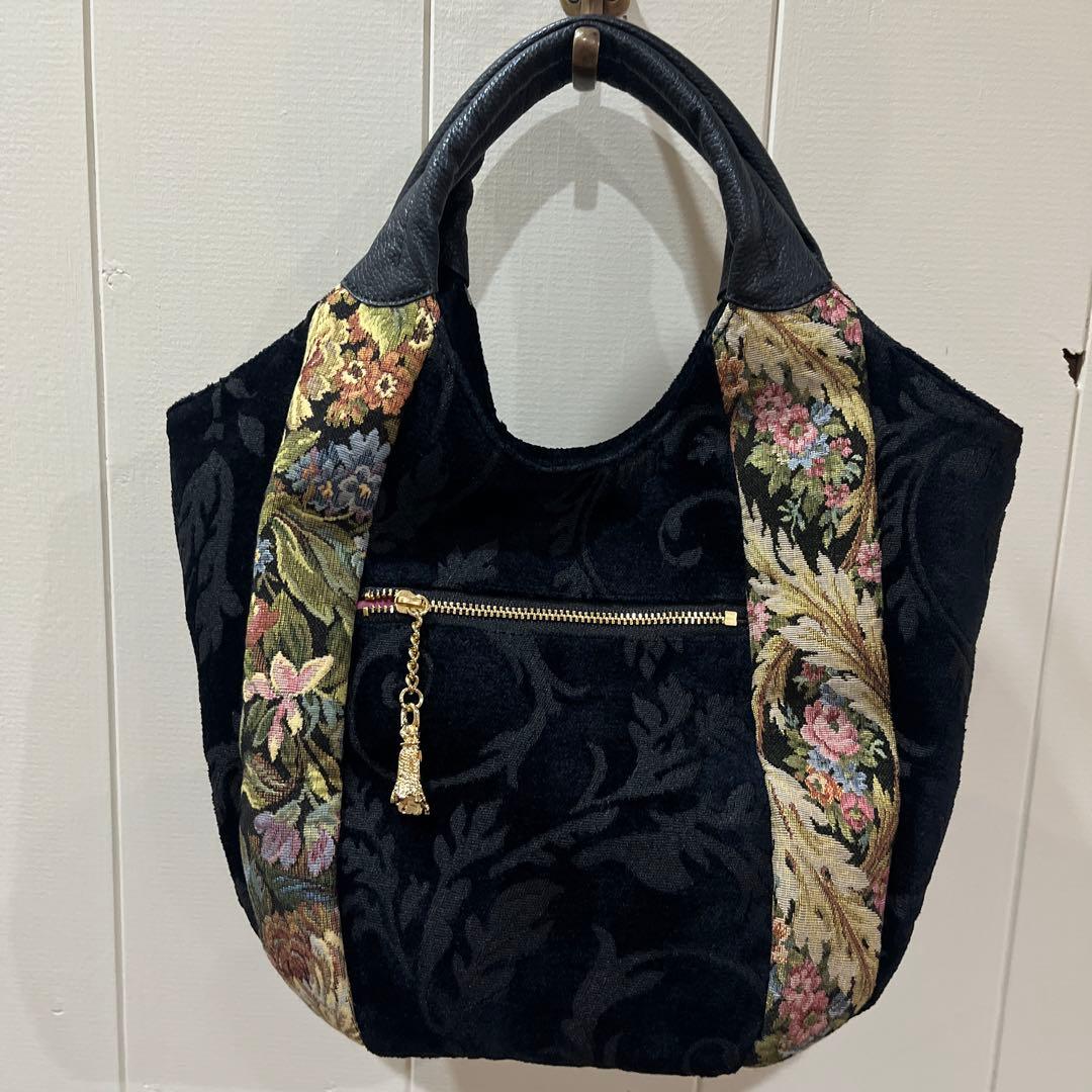 シンクビー Think Bee! バッグ ハンドバッグ 花柄 ブラック カバン