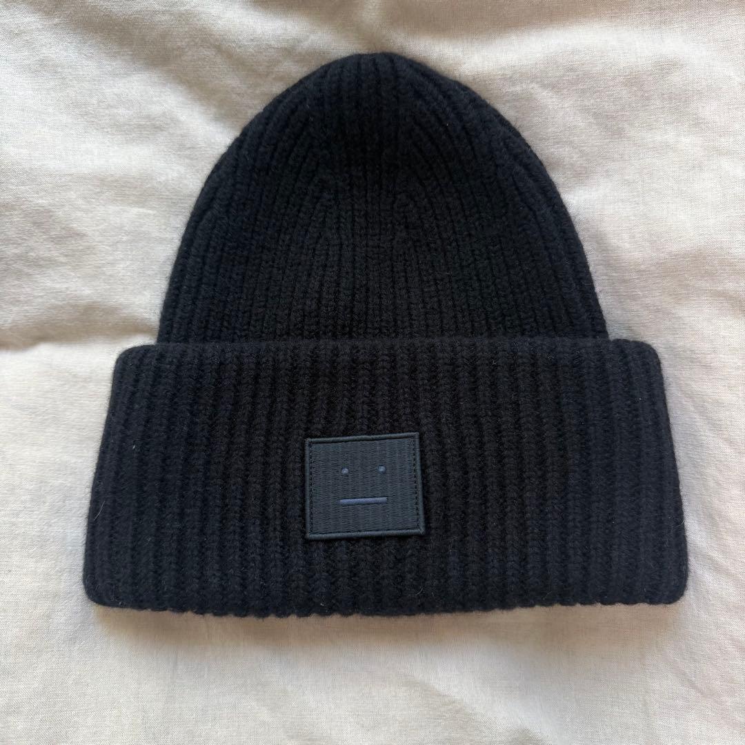 【新品 未使用】Acne Studios ラージFace ロゴビーニー 黒