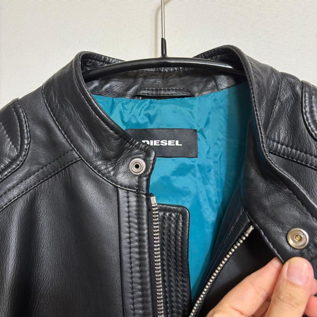 美品 DIESEL L-SHIRO JACKET 羊革 ライダースジャケット L