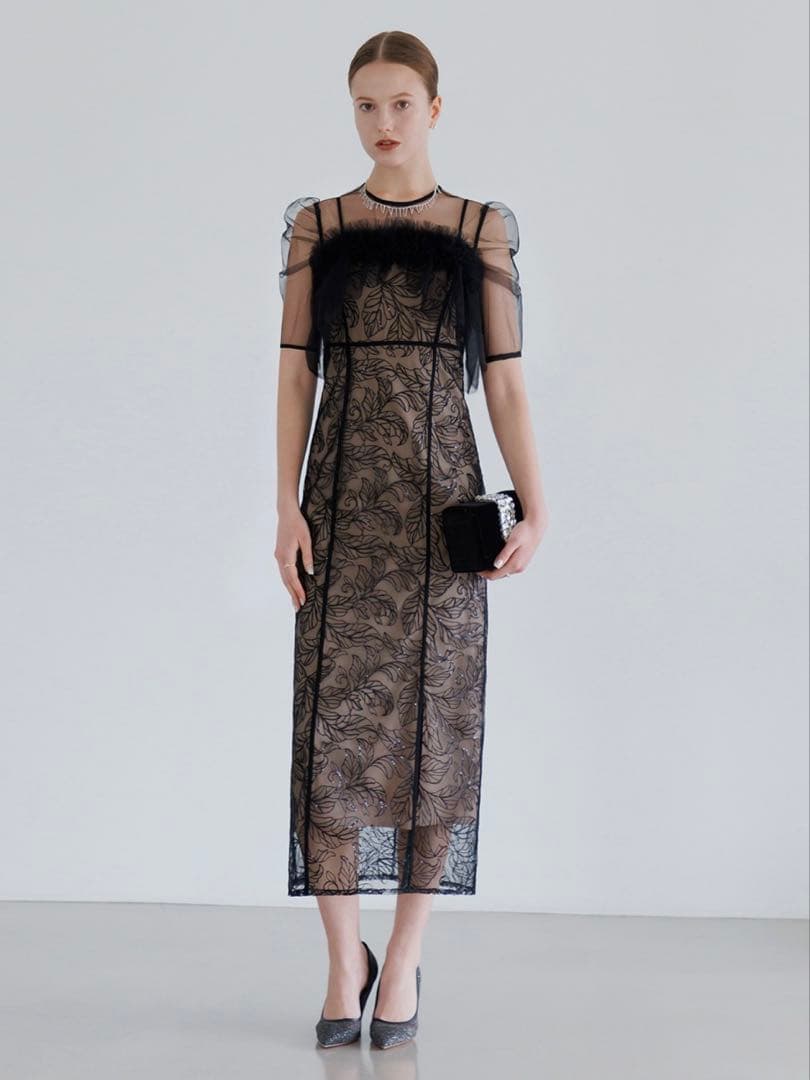 3WAYフラワーチュールアシンメトリーIラインワンピースドレス結婚式二次会成人式