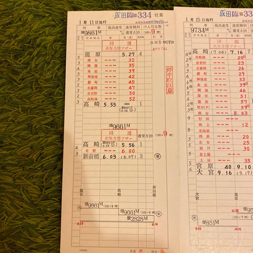 鉄道　スタフ　籠原区　成田臨　8行路