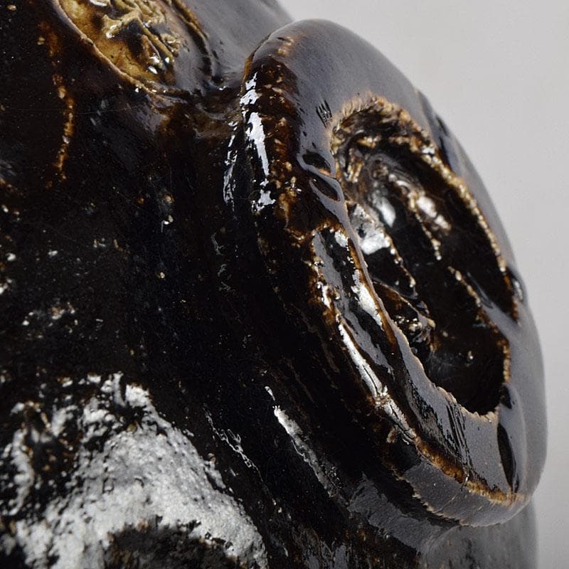 茶道具　楽吉左衛門作　鳳凰文　黒楽茶碗　共箱　M　R9451