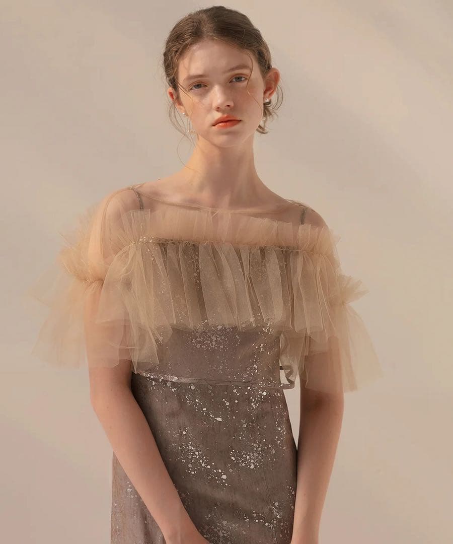 leja チュールフリルボレロペイントマーメイドワンピースドレス