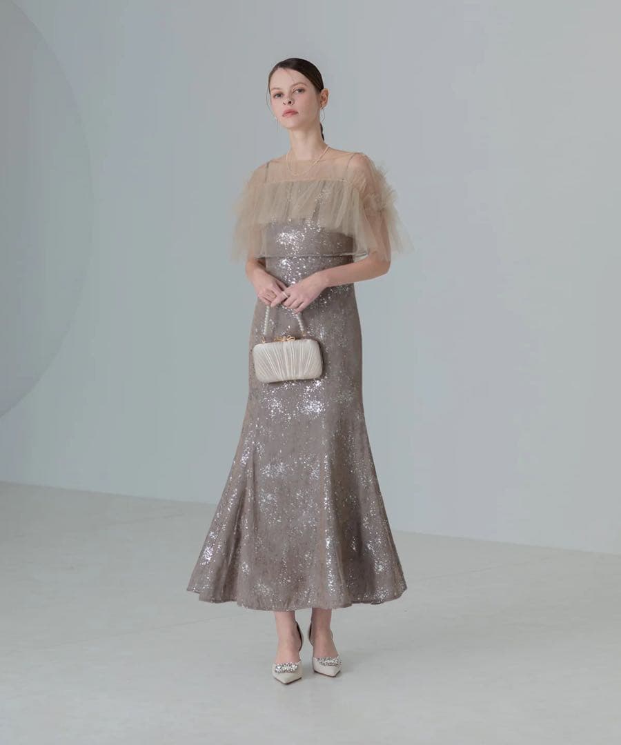 leja チュールフリルボレロペイントマーメイドワンピースドレス