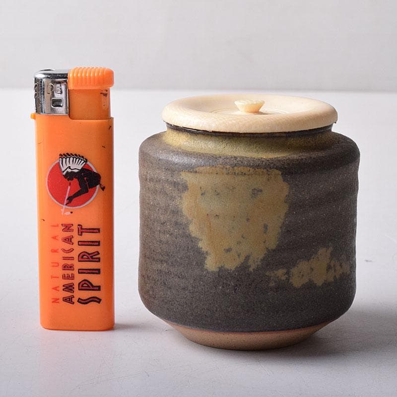 茶道具　暁窯　岡田暁山造　茶入　仕覆付　共箱　V　7881