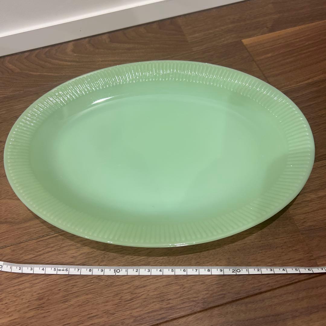 ファイヤーキング　ジェダイ　ミントグリーン ガラス製 楕円形皿