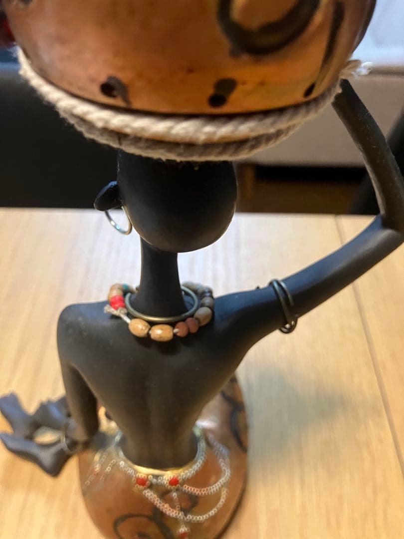 アフリカンスタイル 陶器 置物 2点セット