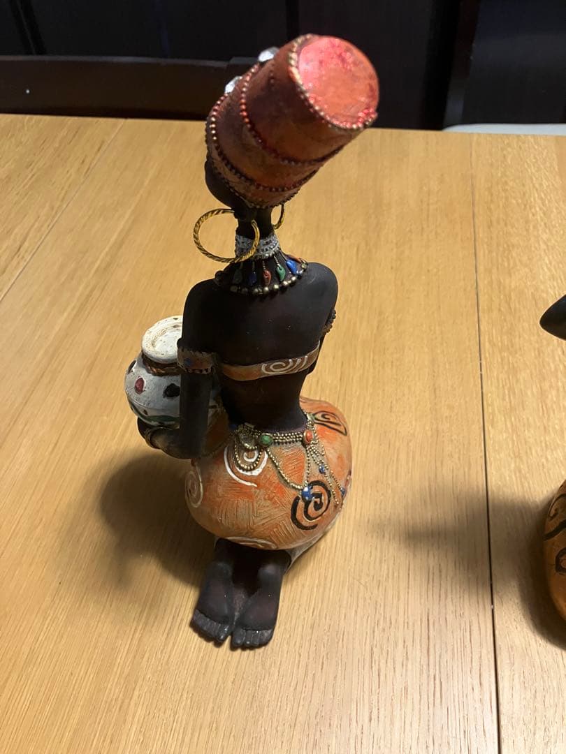 アフリカンスタイル 陶器 置物 2点セット