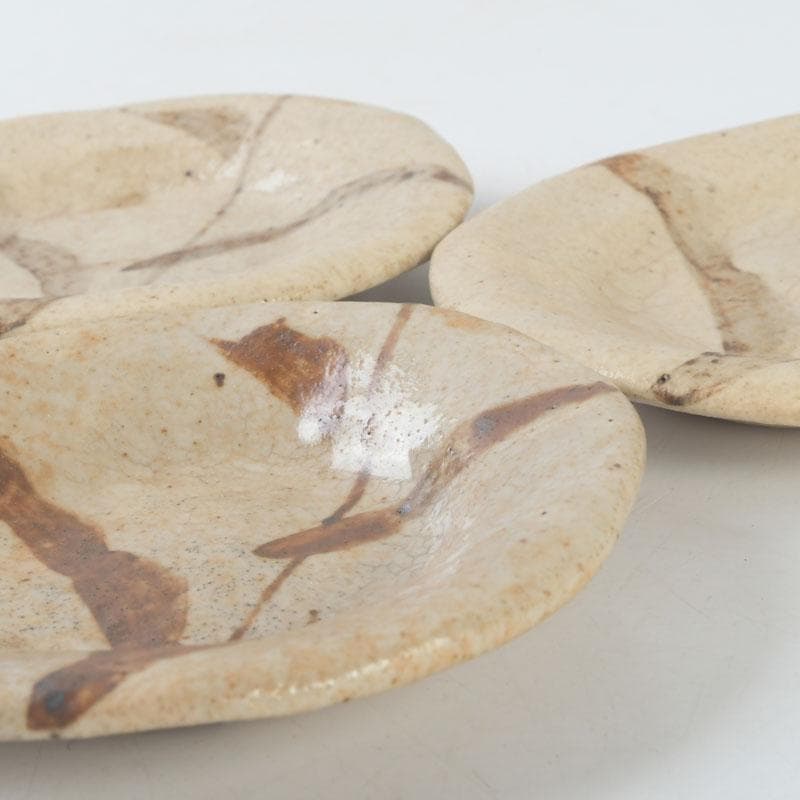 北大路魯山人作　絵瀬戸　竹文　皿　五客　黒田陶々庵書付　共箱　D　9674