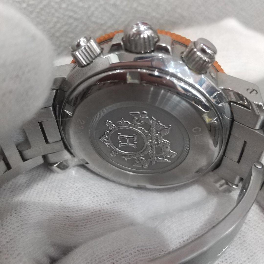 良品 エルメス クリッパー メンズ 腕時計 オレンジ 電池交換済み