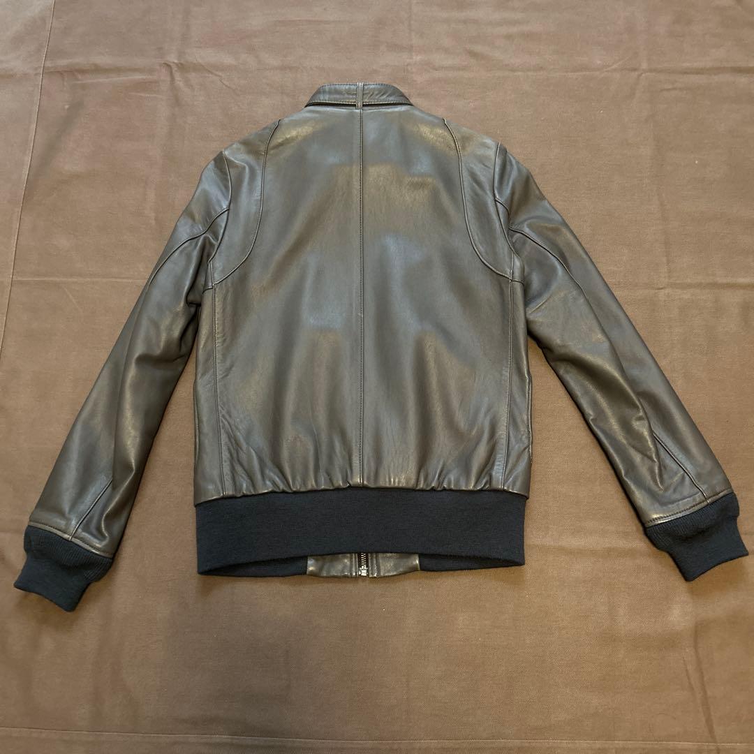 ヒステリックグラマー　グレー　レザー シングルライダースジャケット