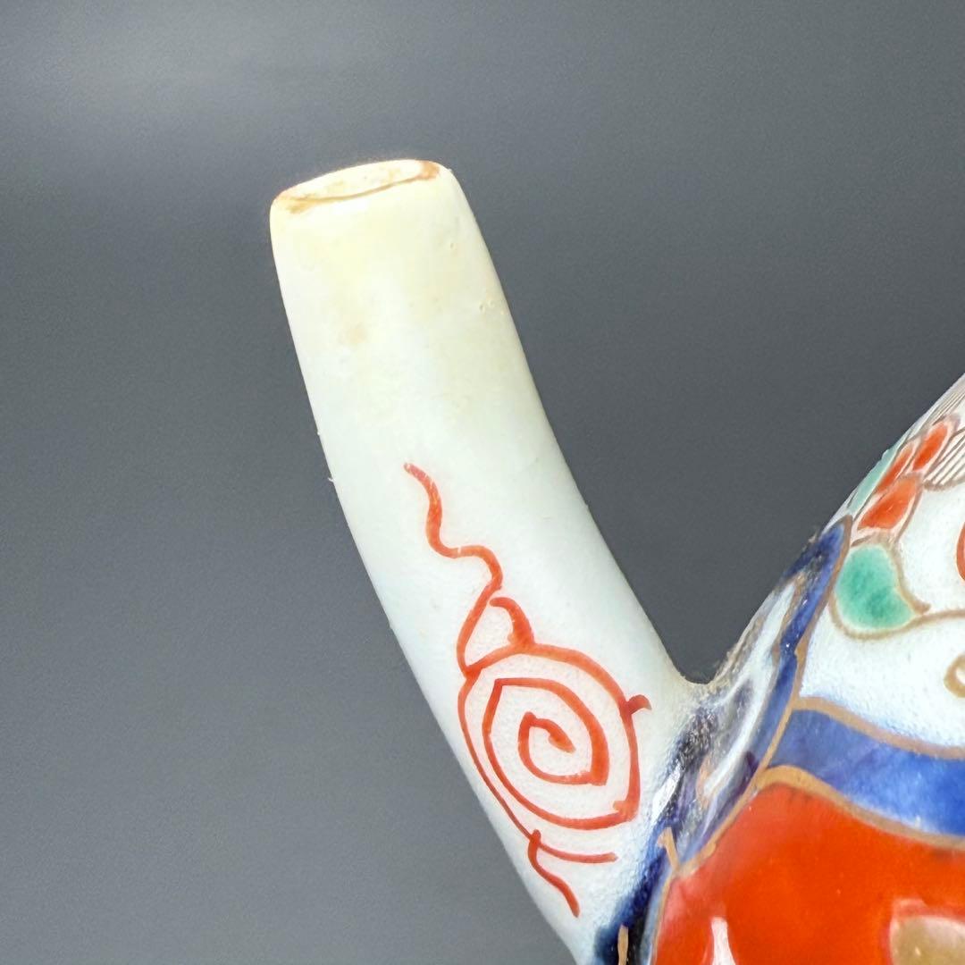 古伊万里　赤絵草花文様急須　アンティーク　ティーポット　桐箱付　江戸後期　大聖寺