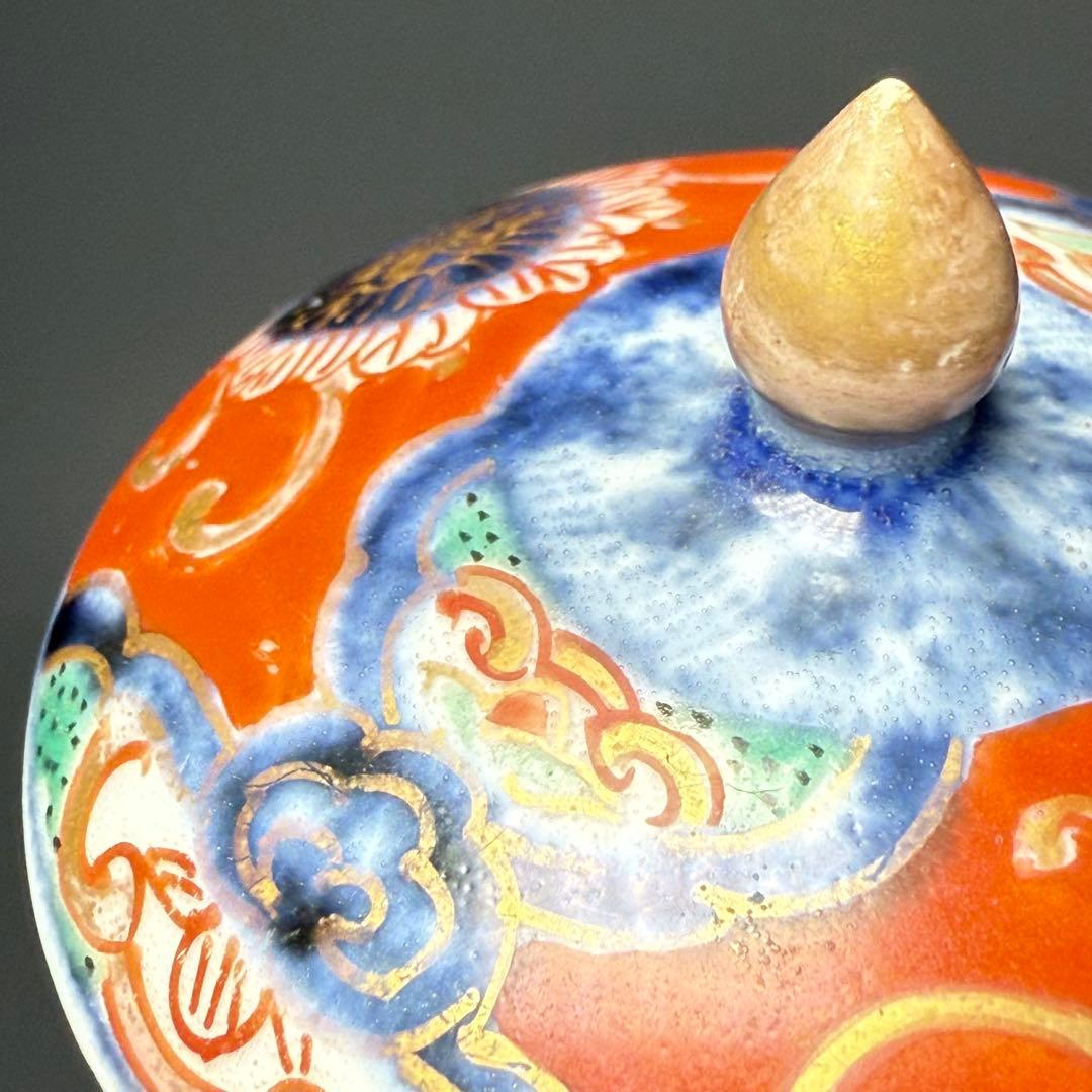 古伊万里　赤絵草花文様急須　アンティーク　ティーポット　桐箱付　江戸後期　大聖寺