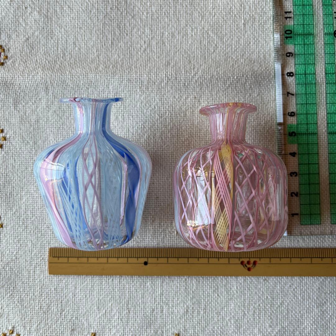 ベネチアンガラス　レース　香水瓶　一輪挿し　　　花瓶　2個セット