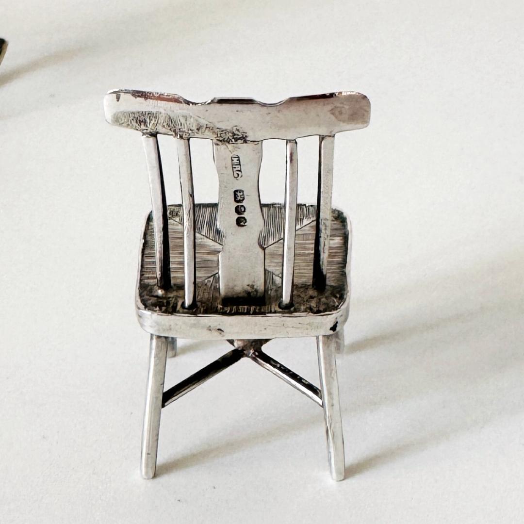 1977年★英国★アンティーク/純銀製/ミニチュア/椅子/イギリス/925/