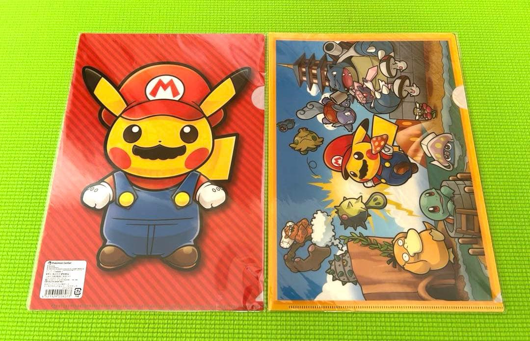 【絶版】　ポケモン　クリアファイル　マリオピカチュウ　ルイージピカチュウ　希少
