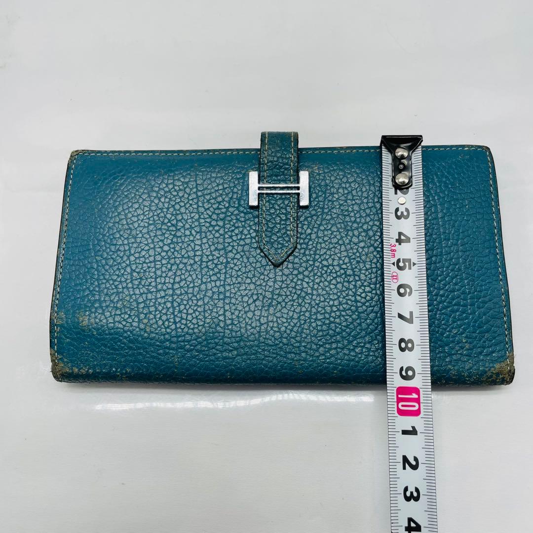 【kk/12.16/10】HERMES 財布 ベアンスフレ ヴォーエプソンブルー