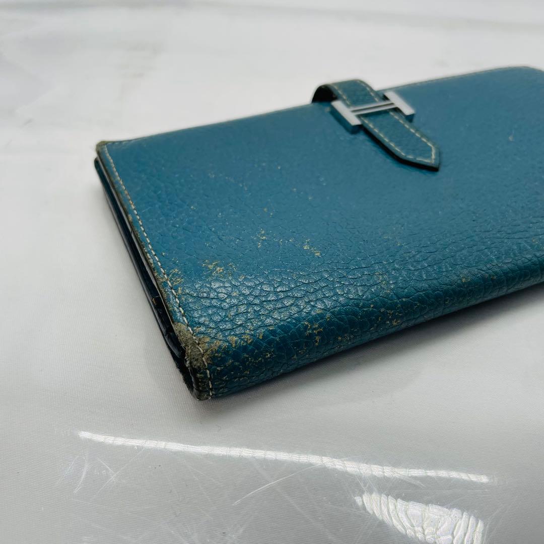 【kk/12.16/10】HERMES 財布 ベアンスフレ ヴォーエプソンブルー