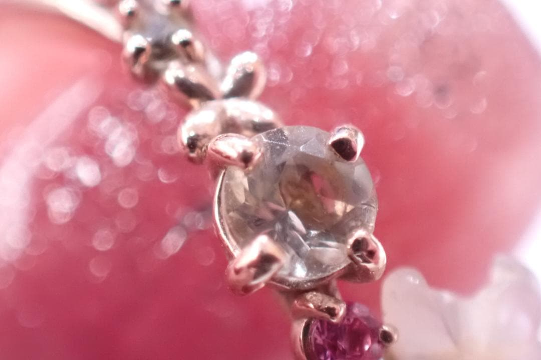 サマンサティアラ K10 フラワーリング 9号 レモンクォーツ ペリドット 指輪