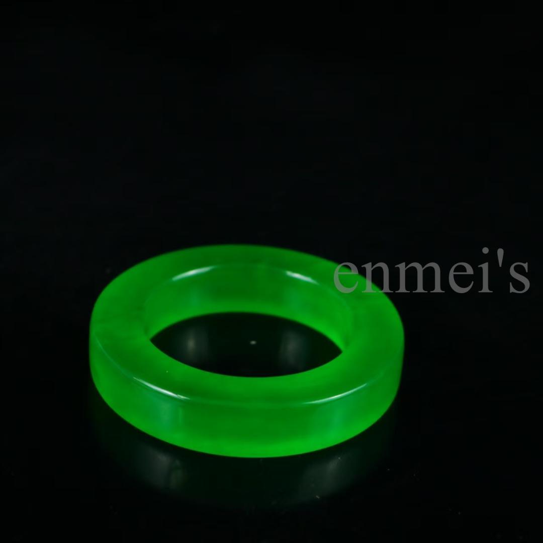 中国古美術　完美高氷種翡翠 方条バングル 精巧手彫 無傷透明石 水頭良好