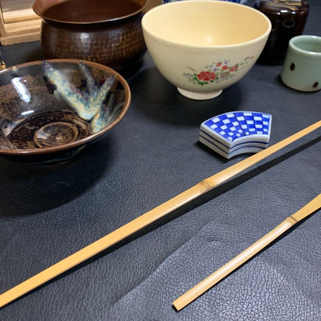 茶箱　短冊　茶道具セット　歴史　古物　茶碗　水差し　茶灼　銘有　棗