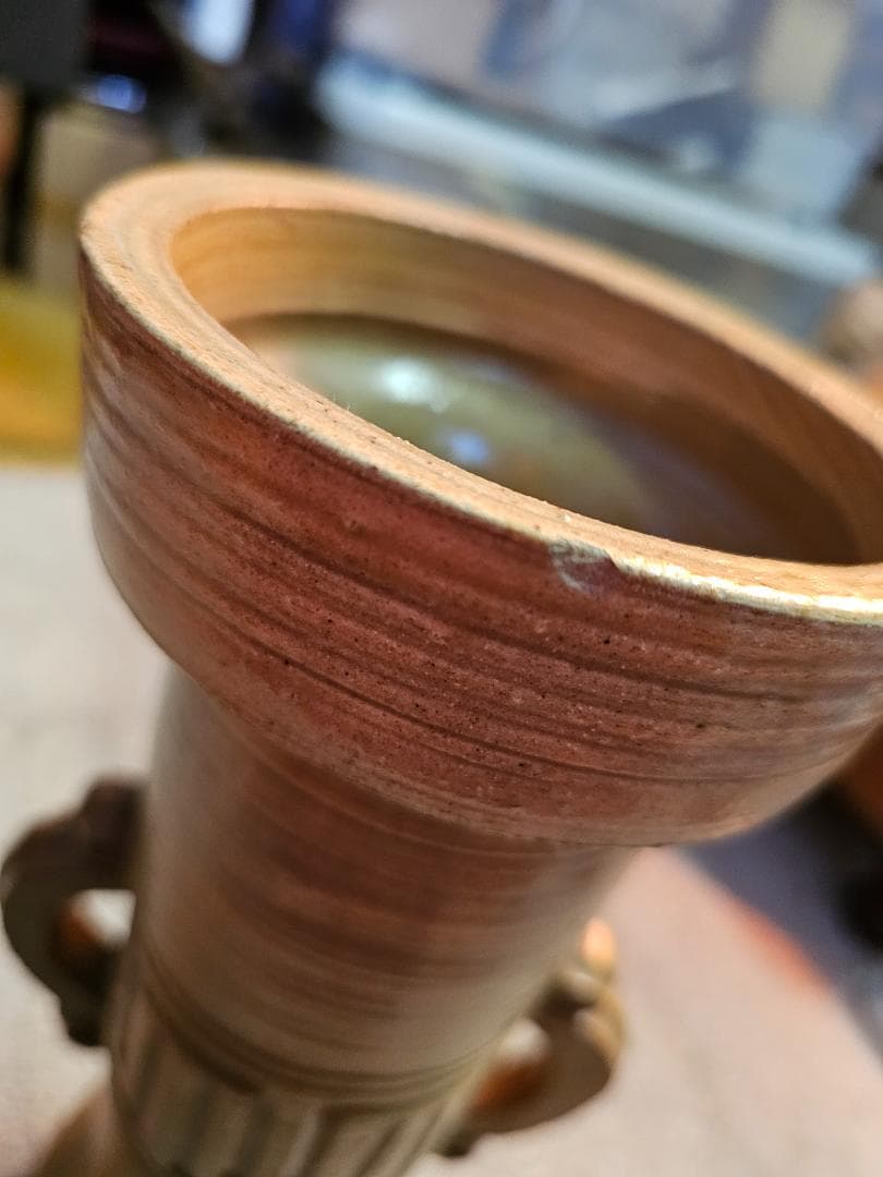 法正寺(ほうしょうじ)焼き 花瓶 作家名描き印 法正寺印