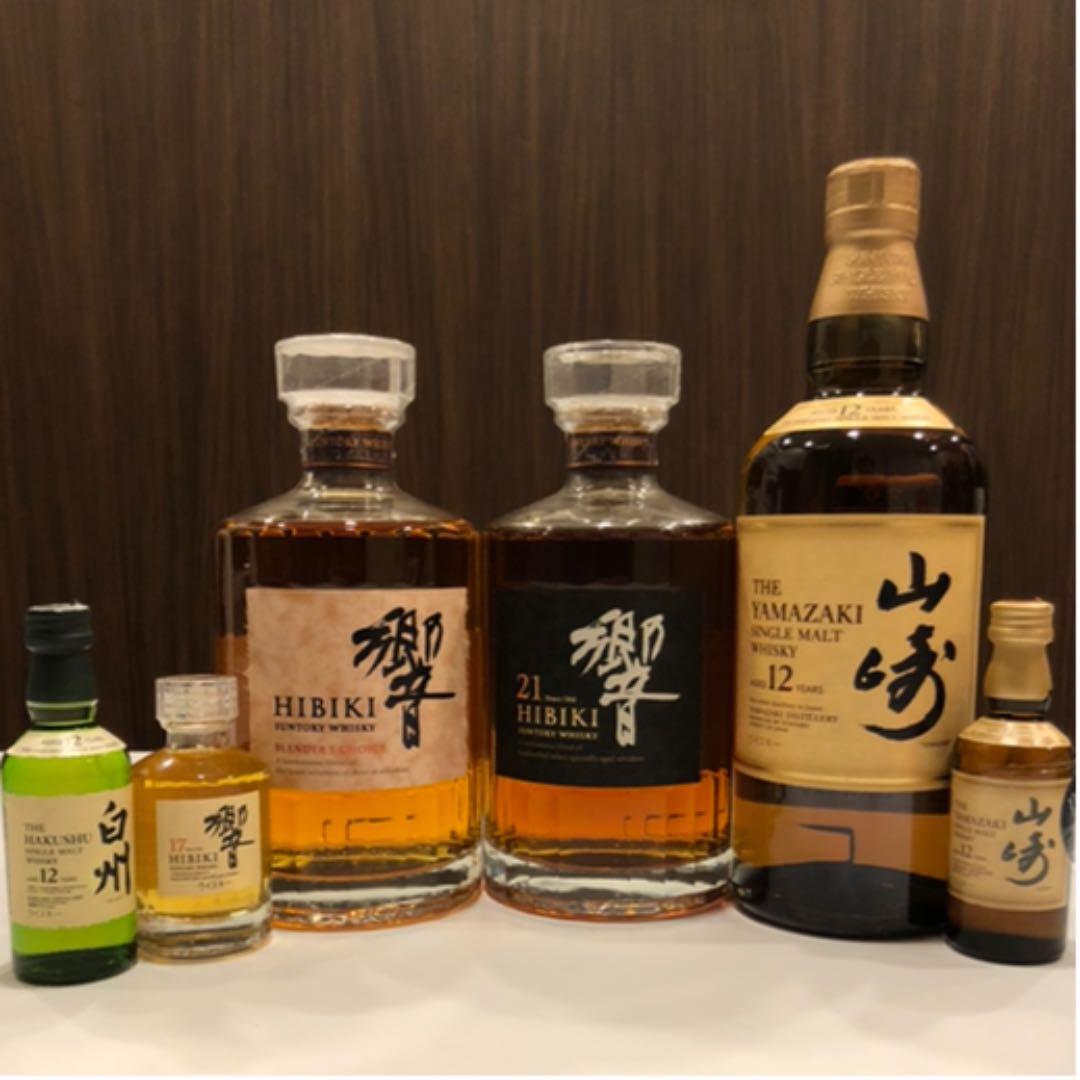 6本セット : 響21年、山崎12年、響、山崎12年、白州12年、響17年