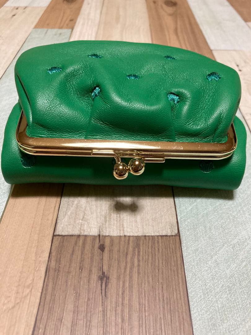早い者勝ち／ツモリチサト／プチねこがま口財布／緑