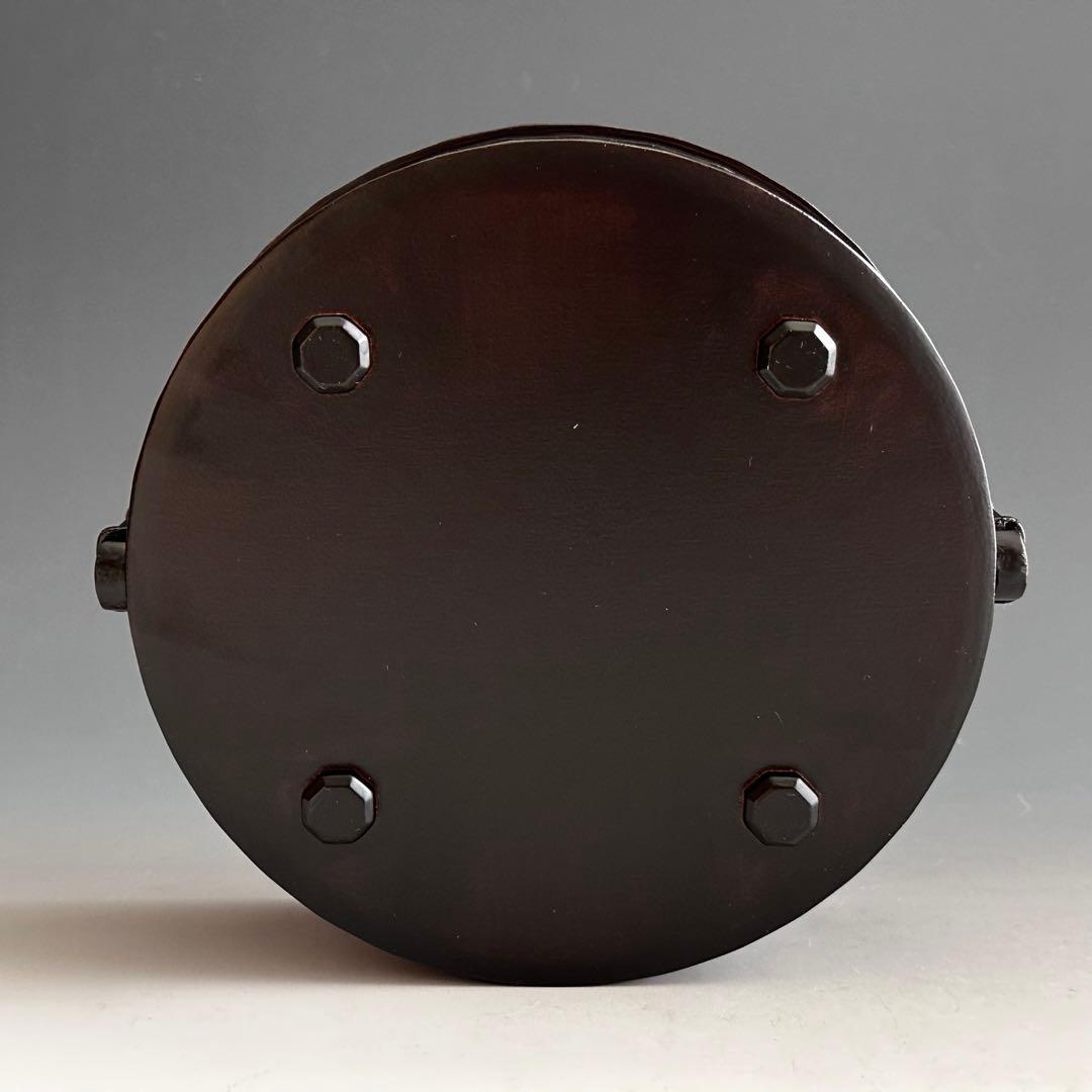 茶道具　黒一閑塗　丸手付　煙草盆　宗明　共箱　山中塗　宗旦好　茶会　茶事