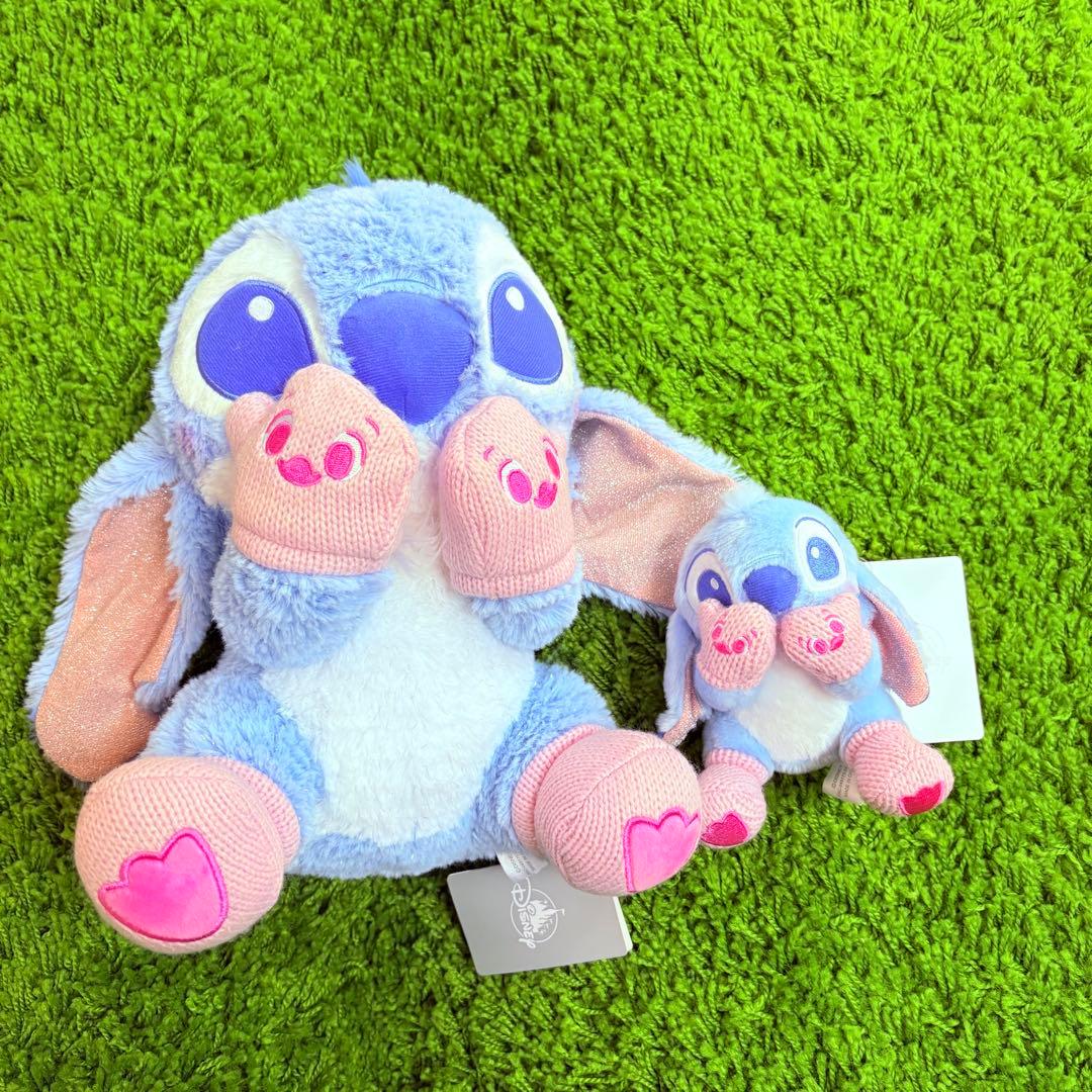 スティッチ　ぬいぐるみ &キーチェーン ピンク×ブルー Winter Shiny