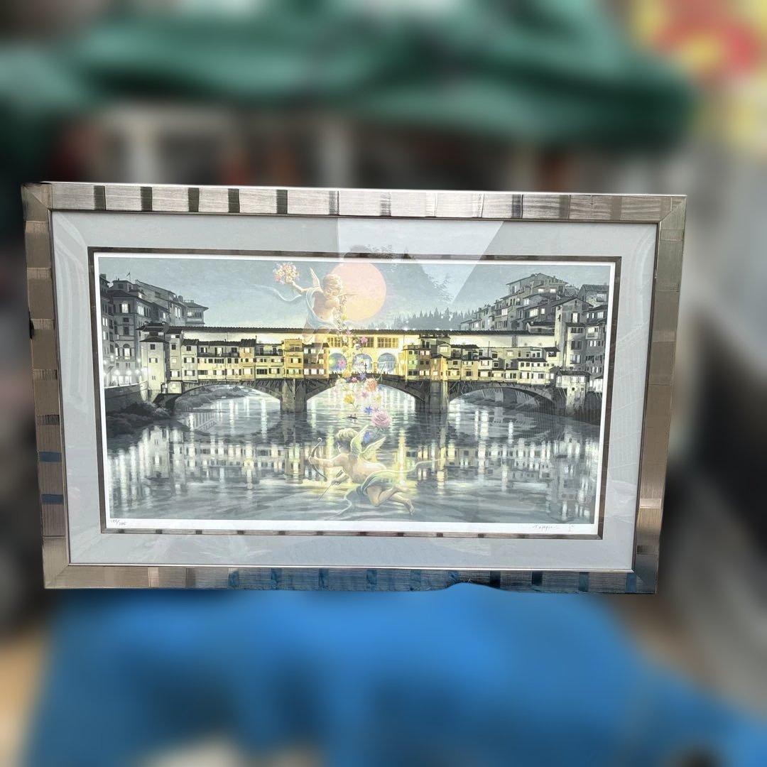 ‼️真作‼️笹倉鉄平　祝福　シルクスクリーン199／285額装、絵画、風景画、版画