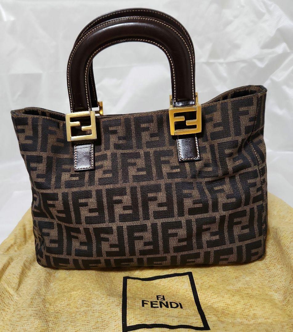 FENDI フェンディ ズッカ ハンドバッグ ブラウン
