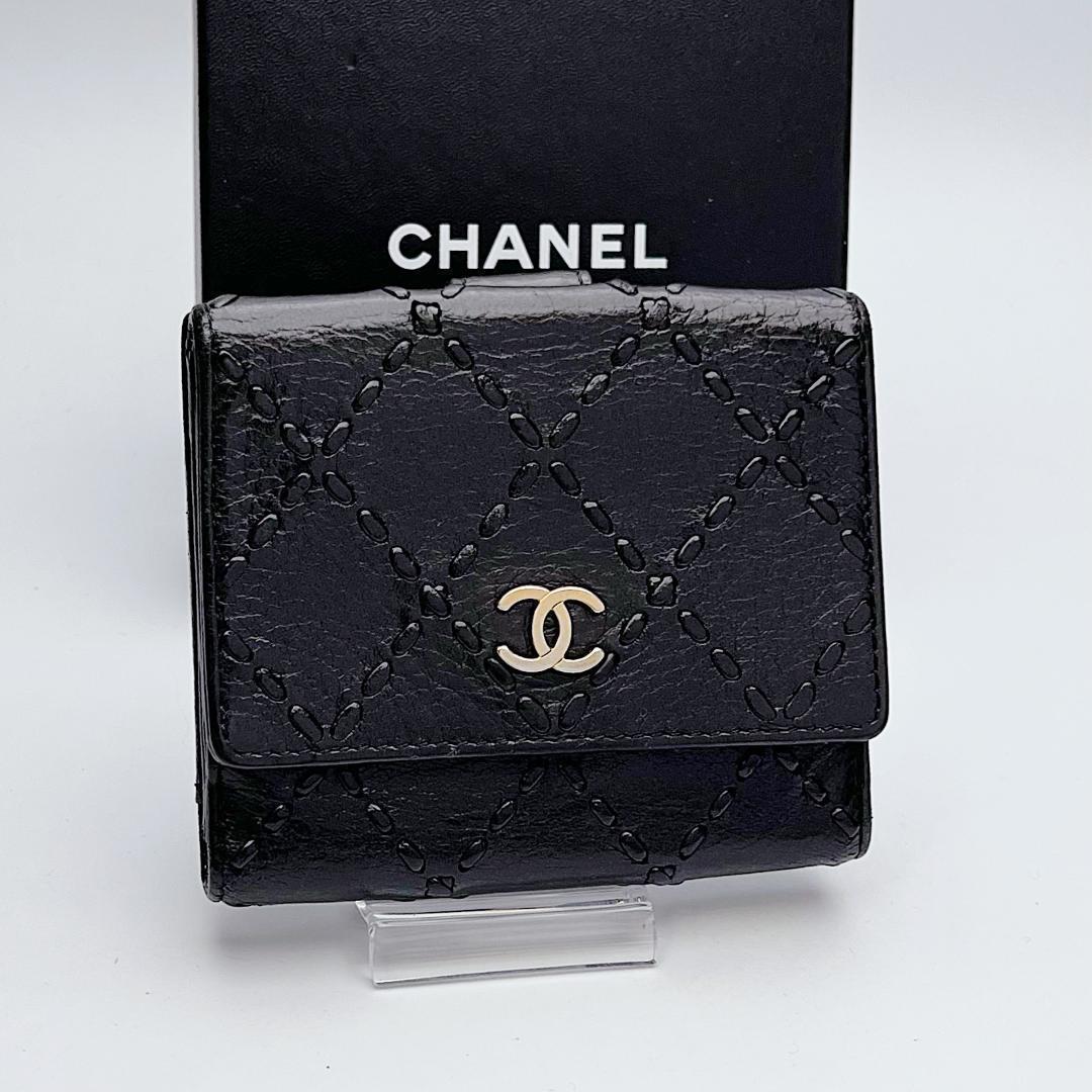 箱無し！即決フォロー割！シャネル ワイルドステッチ カーフ財布正規保証2416.