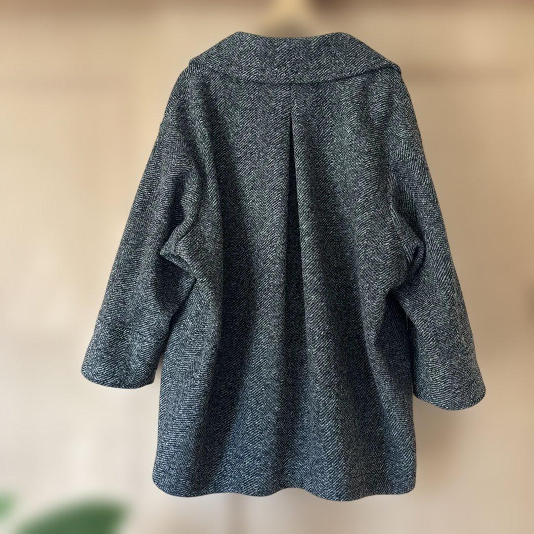 Spick & Span Wスライバーヘリンボーンミドルコート 36 ブラック