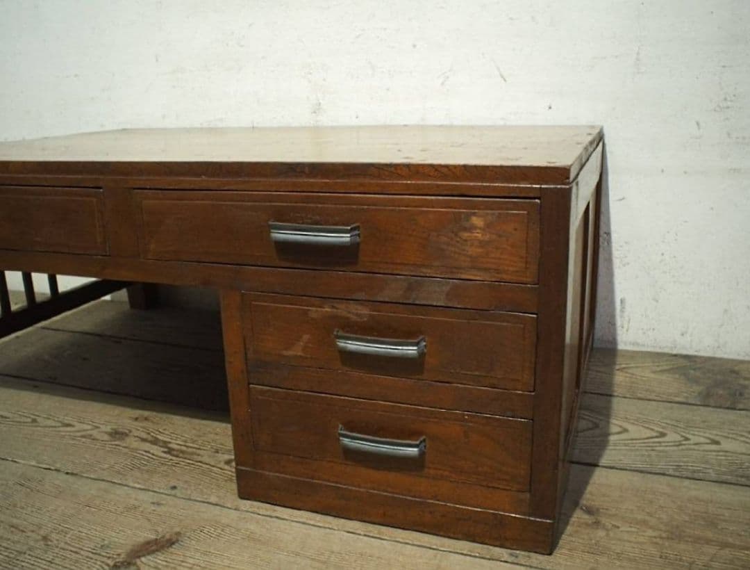 1044 ビンテージ　ロータイプの片袖机　ローテーブル　展示台　収納棚　レトロ