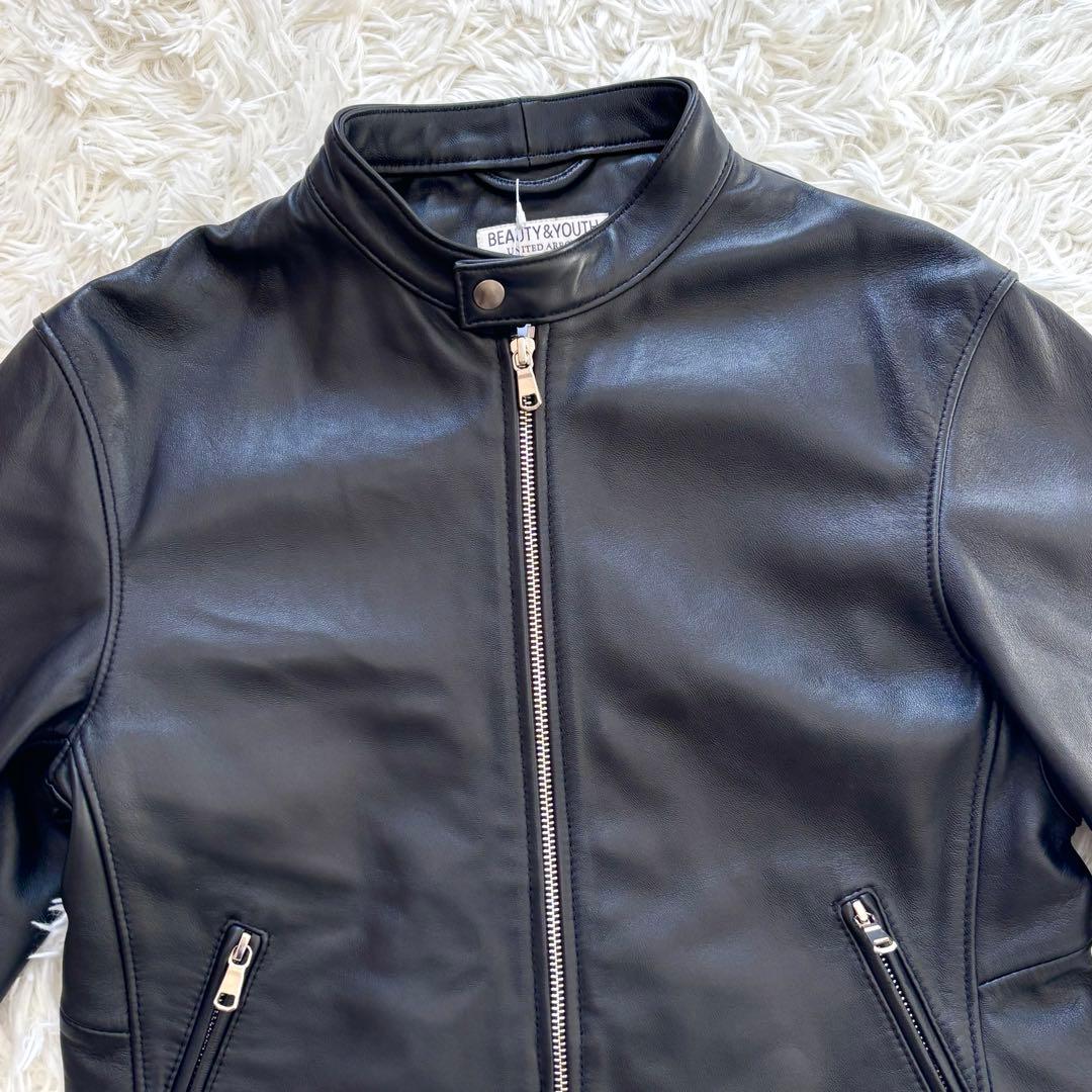 【タグ付未使用】羊革 ユナイテッドアローズ シングルライダースジャケット 黒