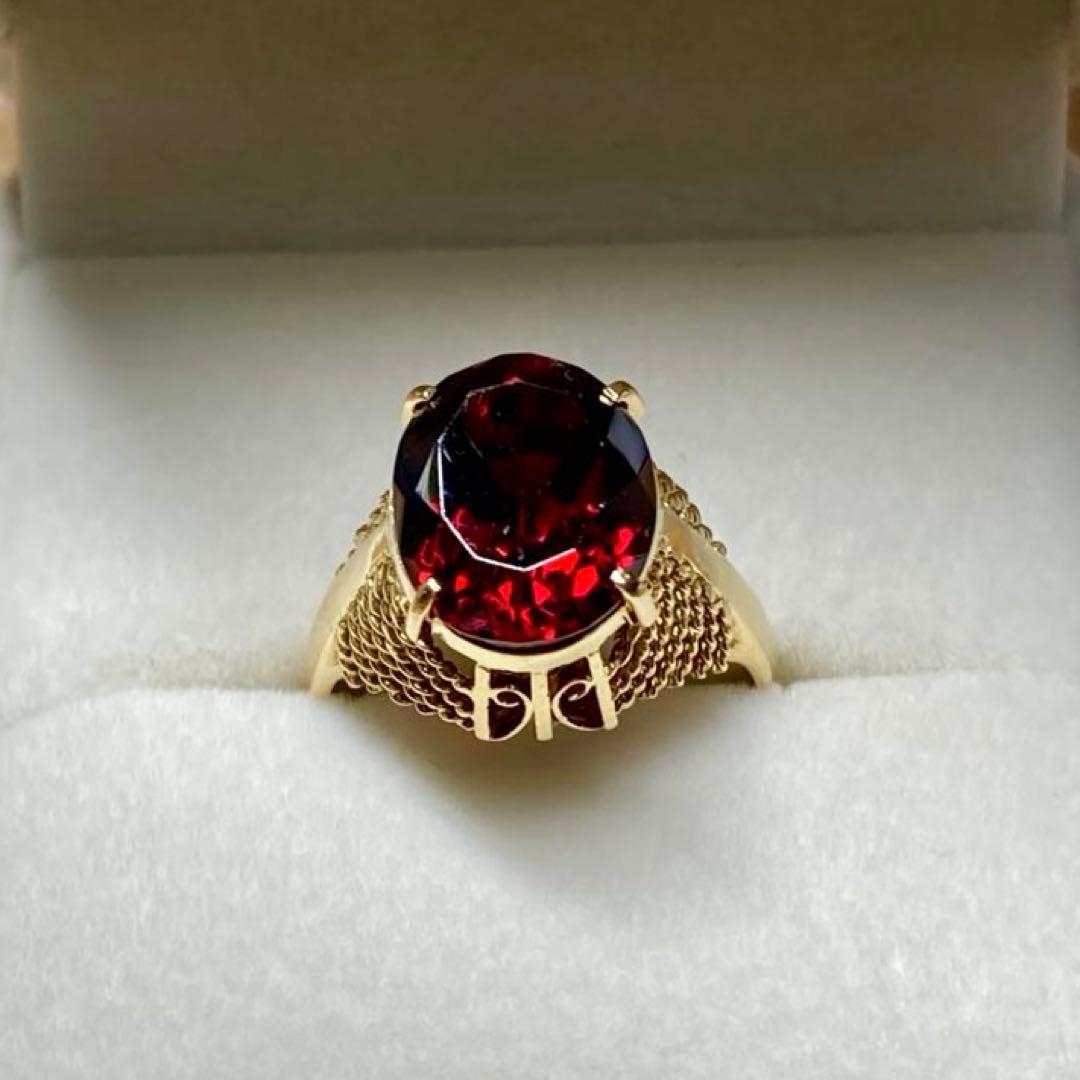 K18イエローゴールド ガーネットリング