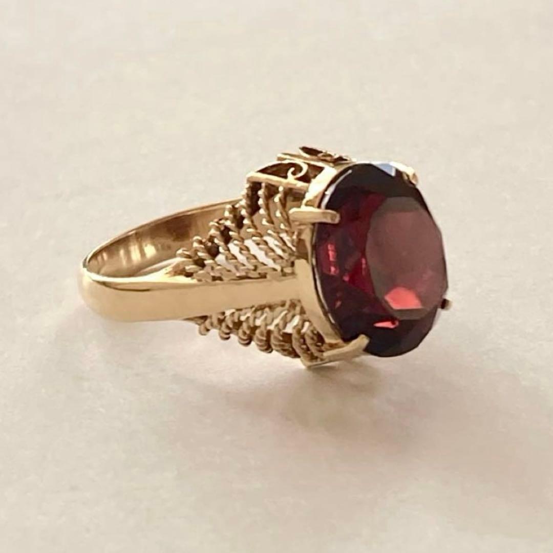 K18イエローゴールド ガーネットリング