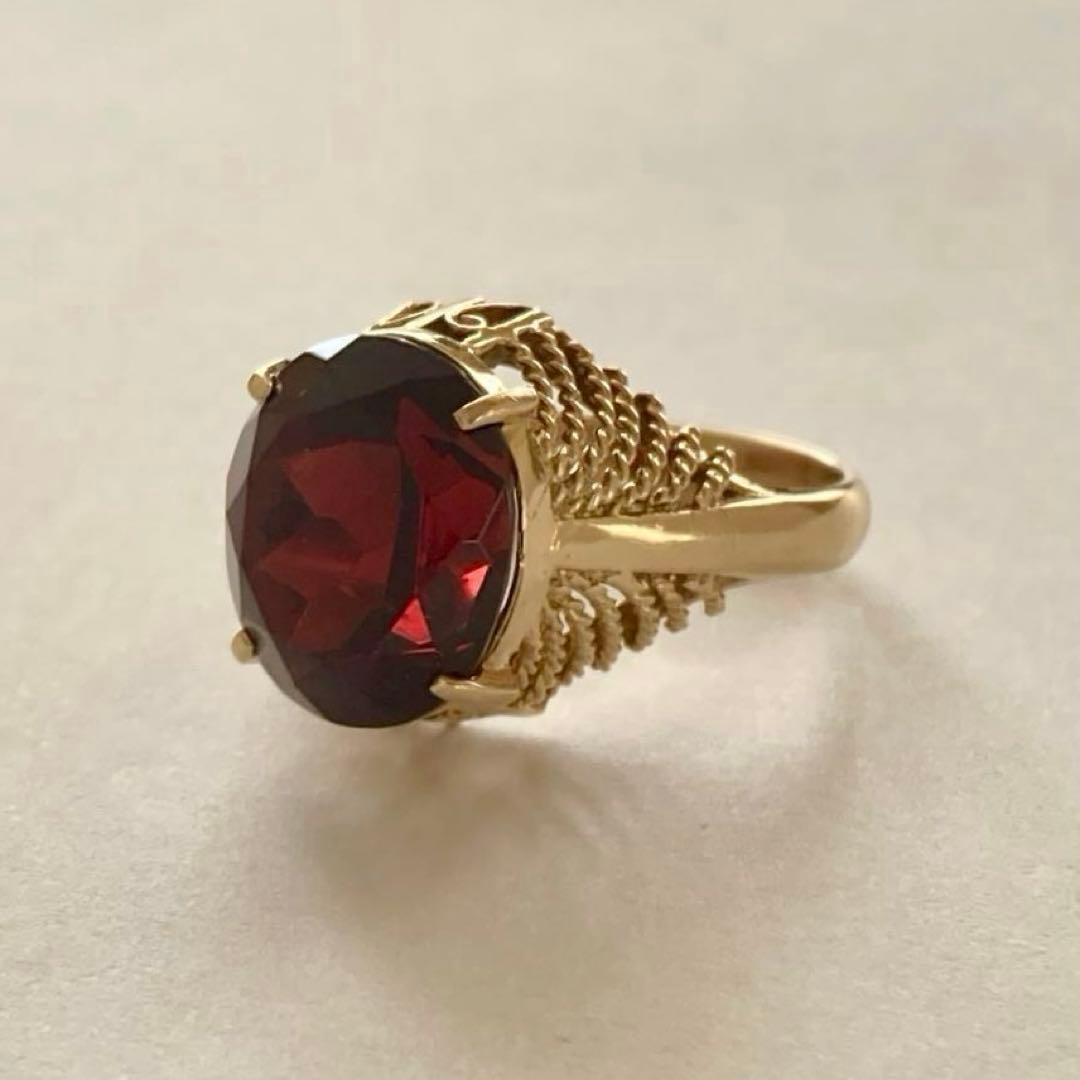 K18イエローゴールド ガーネットリング