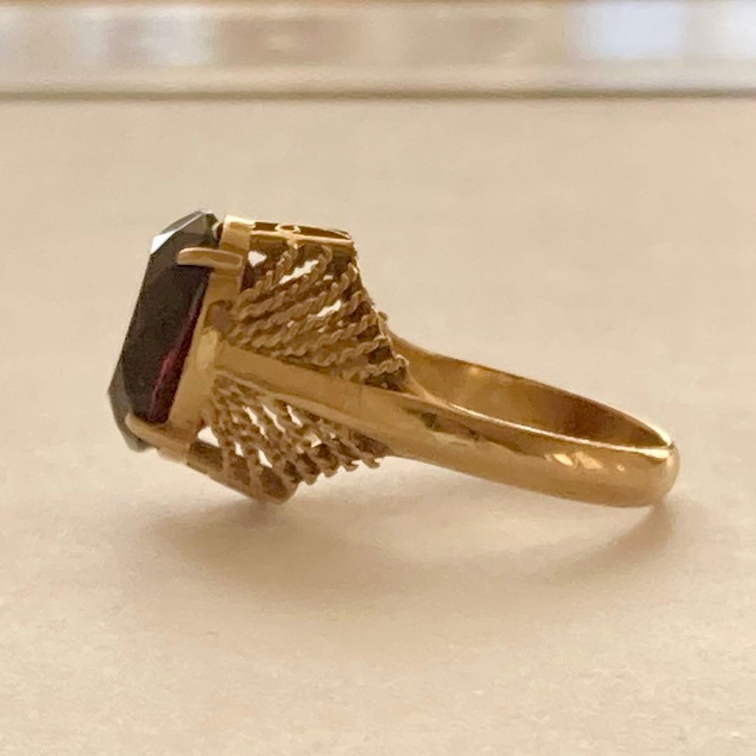 K18イエローゴールド ガーネットリング