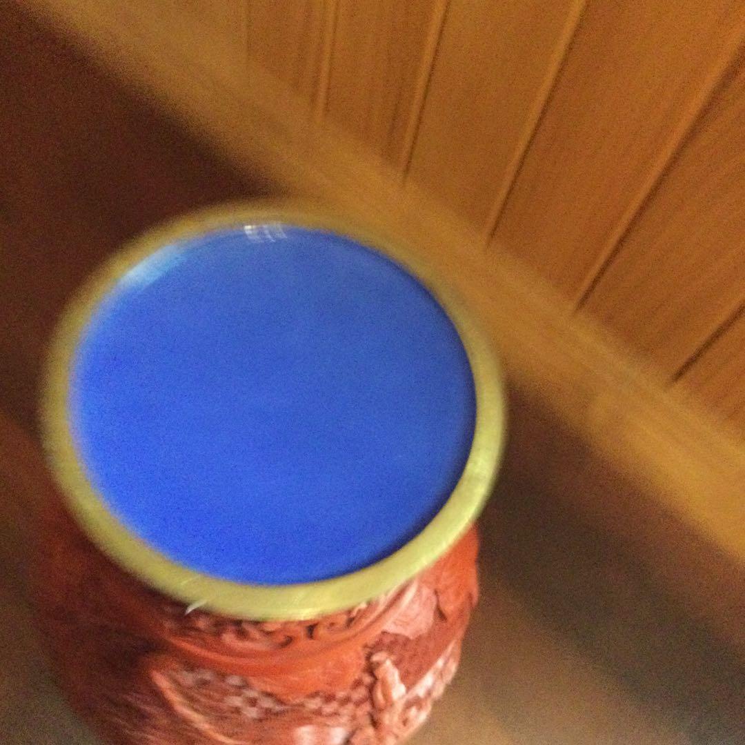 堆朱花瓶、中国製、文化大革命時代