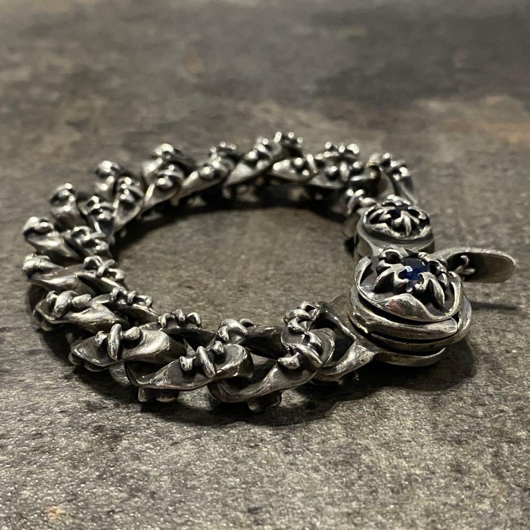 A&G シルバー サファイア クロス フレア ファンシー チェーン ブレスレット