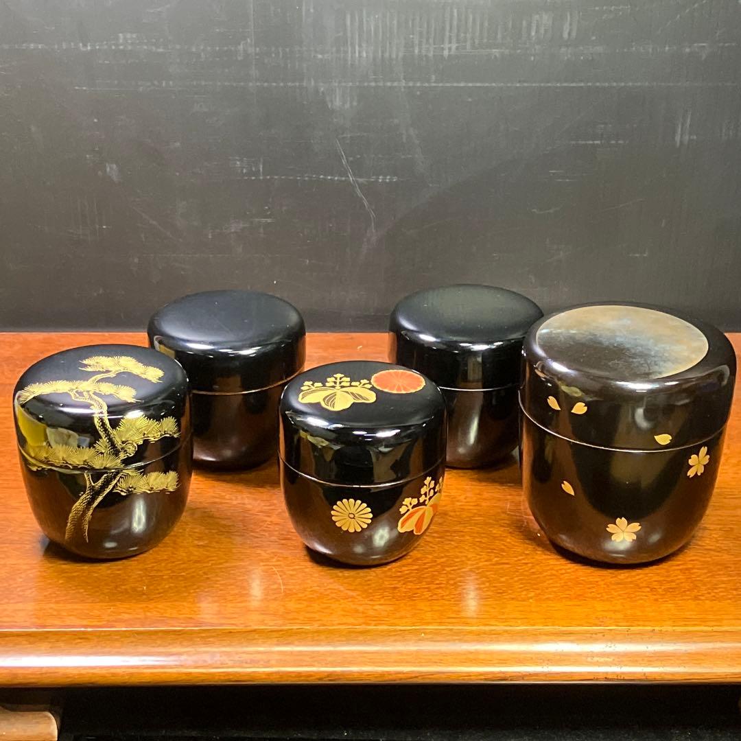 棗 各種 5点 茶道具 金彩 漆棗 中村秀甫 T1031-14