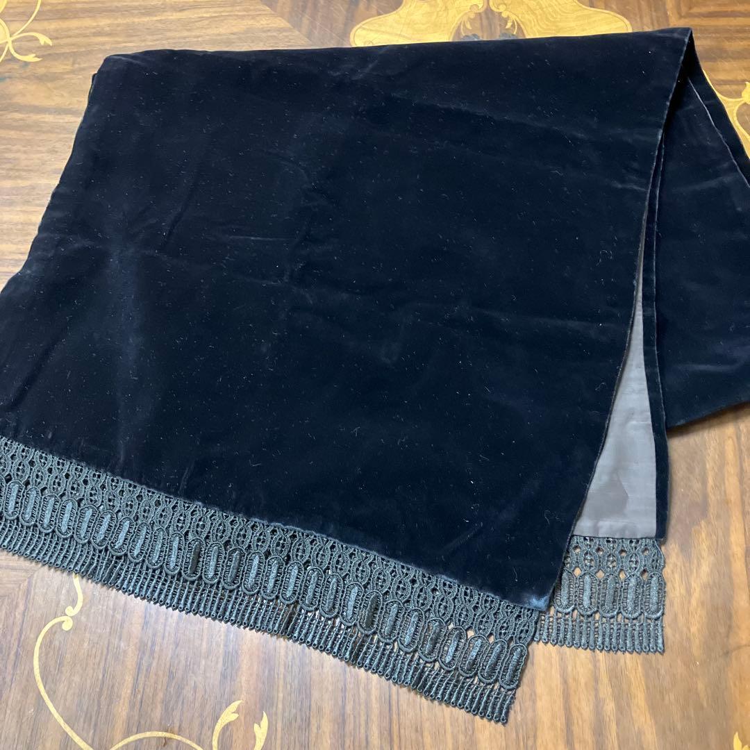 手刺繍 総ビーズがま口バッグ ＊ベルベットレースショール付 ヴィンテージ