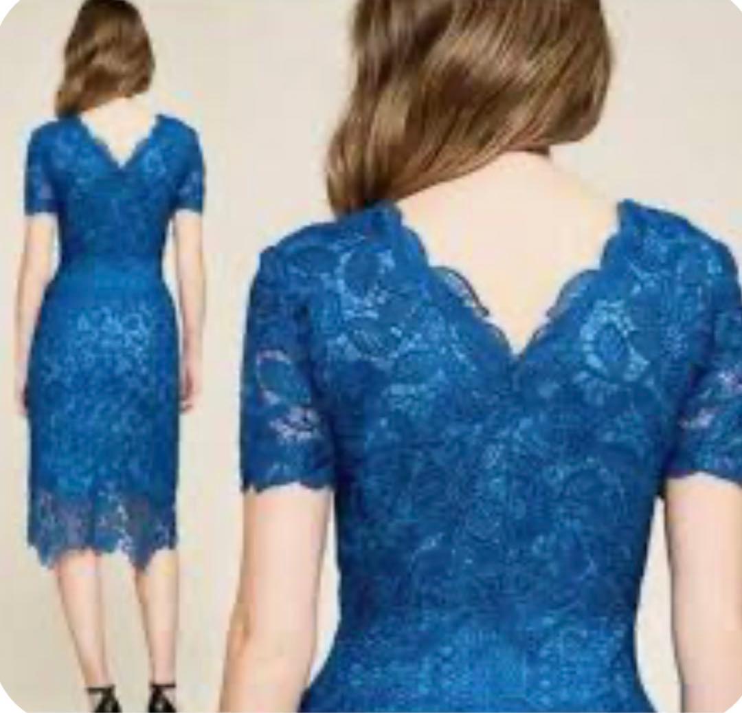 TADASHISHOJIタダシ ショージ　 Vネックワンピース　サイズ2青ブルー