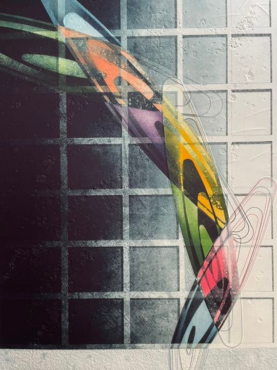 銅版画 : 有地好登「The scence of a lattice door」