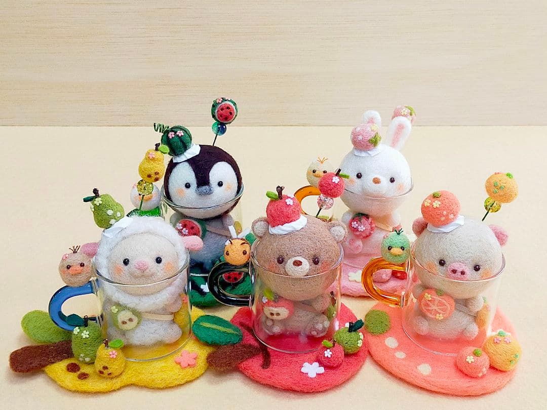 ✿羊毛フェルト✿オレンジ✿ぶたさん✿soda✿