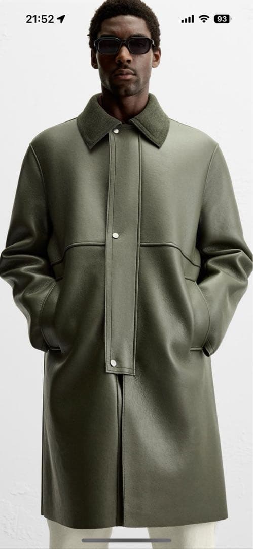 ZARA オリーブグリーン 合成皮革カジュアルコート