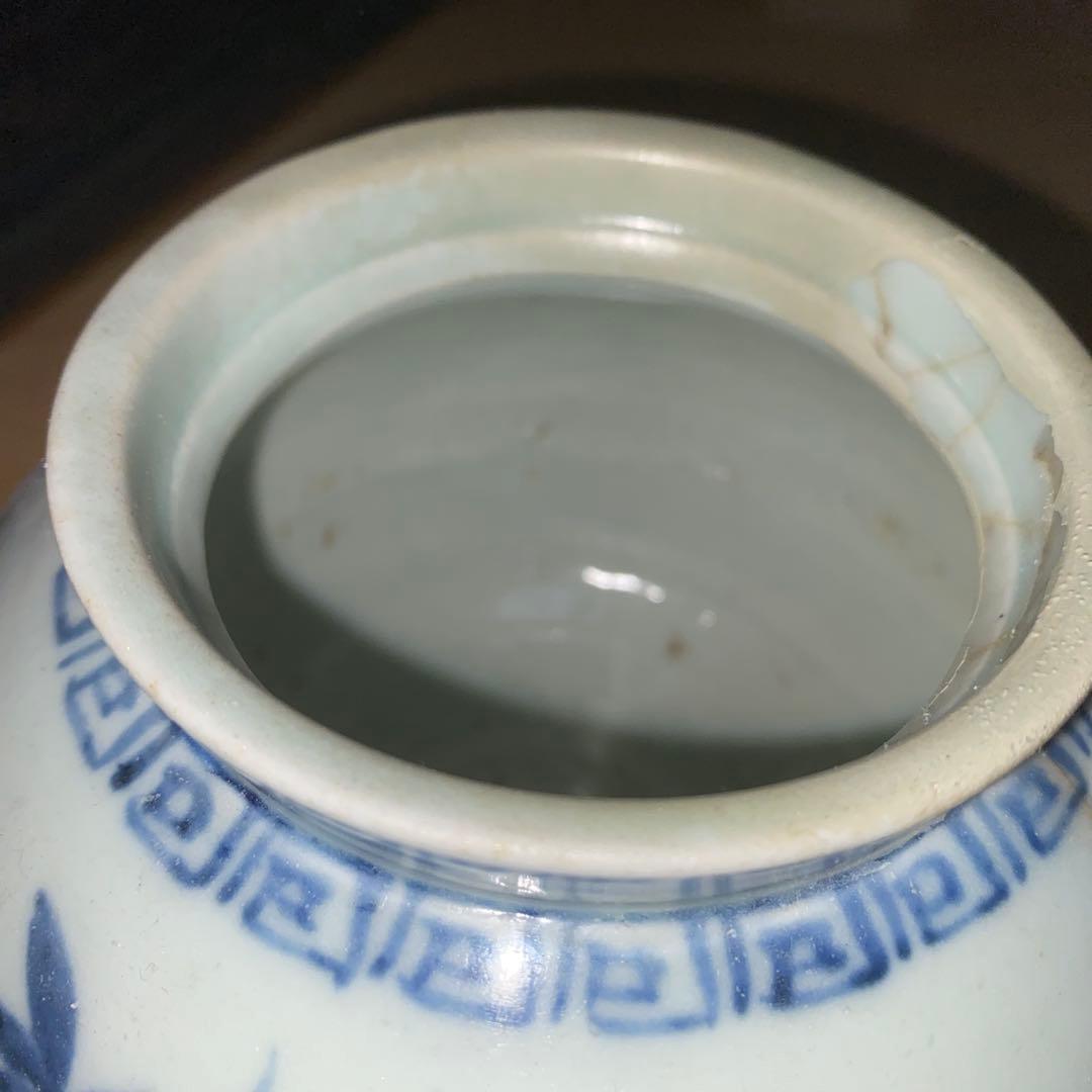 李朝　分院手　草花文壺